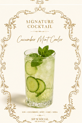 Cucumber Mint Cooler — signature cocktail by Sip N Social on Wheels LLC