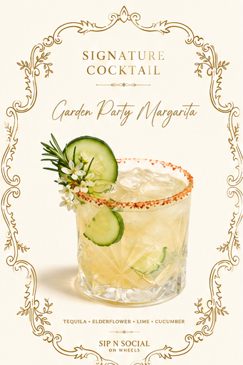 Garden Party Margarita — signature cocktail by Sip N Social on Wheels LLC