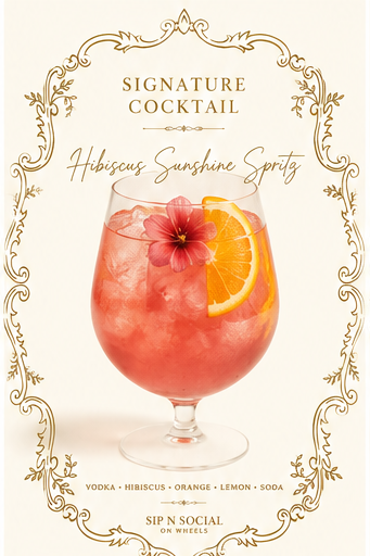 Hibiscus Sunshine Spritz — signature cocktail by Sip N Social on Wheels LLC