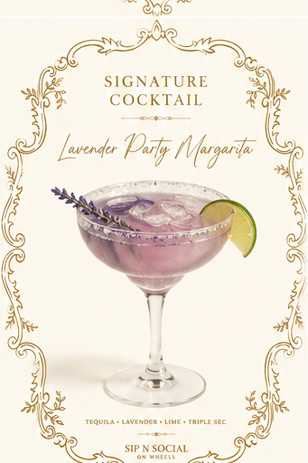 Lavender Party Margarita — signature cocktail by Sip N Social on Wheels LLC