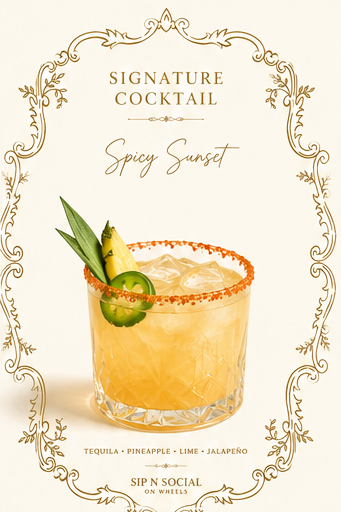 Spicy Sunset — signature cocktail by Sip N Social on Wheels LLC