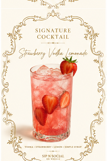 Strawberry Vodka Lemonade — signature cocktail by Sip N Social on Wheels LLC