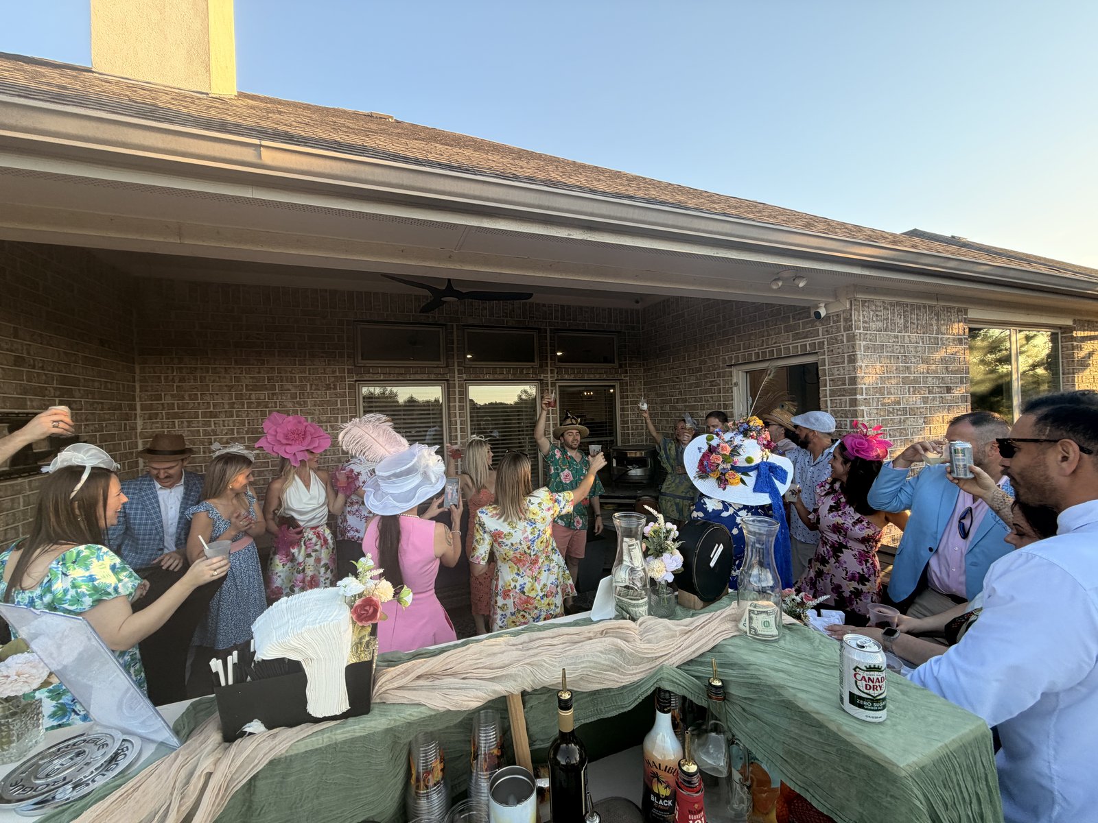 Guests gathering around the mobile bar at a private celebration